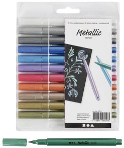 De gros 🔥 Creativ Company Feutre Coloriage Adulte Feutres Métalliques - Couleurs Assorties - 12 Pcs 🌟