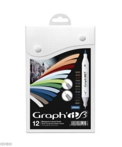 Remise 🧨 Feutre à Alcool Graph'it Brush & Extra Fine - Urban - 12 Marqueurs 🤩