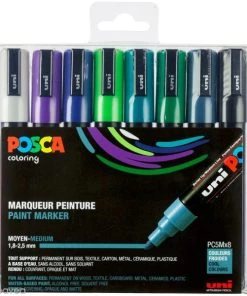 Budget ✨ Marqueur Posca Coffret De Feutres Posca PC-5M - Couleurs Froides - 8 Pcs 😀