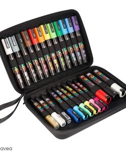 Scrapbooking Soldes 23 Meilleure vente 🔔 Marqueur Posca Mallette Feutres Posca - Pointes Assorties - 24 Pcs 😉