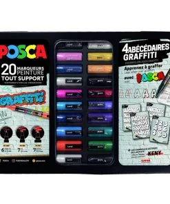 Promo 🎉 Marqueur Posca Mallette Posca Graffiti - 20 Marqueurs + 4 Fiches Tutos 🥰