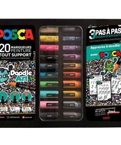 Sortie 👏 Marqueur Posca Mallette Posca Doodle Art - 20 Marqueurs + Fiches Tutos ✨