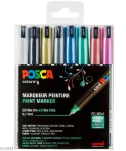 Bon marché 👍 Marqueur Posca Coffret De Feutres Posca PC-1MR - Couleurs Métalliques - 8 Pcs ✔️