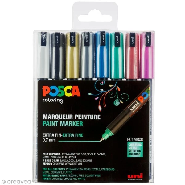 Bon marché 👍 Marqueur Posca Coffret De Feutres Posca PC-1MR - Couleurs Métalliques - 8 Pcs ✔️ 3 Bon marché 👍 Marqueur Posca Coffret De Feutres Posca PC-1MR - Couleurs Métalliques - 8 Pcs ✔️