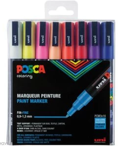 De gros 💯 Marqueur Posca Coffret De Feutres Posca PC-3M - Pointe Conique Fine - Couleurs Basiques - 16 Pcs 🎉