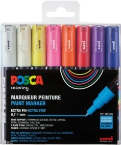 Acheter 👏 Marqueur Posca Coffret De Feutres Posca PC-1MC - Pointe Conique Extra Fine - 16 Pcs 🔔