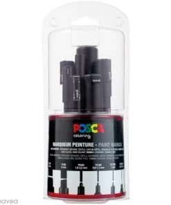 Offres 🌟 Marqueur Posca Assortiment De Feutres Posca Noir - Tous Types De Pointes - 7 Pcs ✨