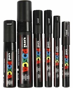 Acheter 😍 Marqueur Posca Assortiment De Feutres Posca Noir - Tous Types De Pointes - 6 Pcs ⌛