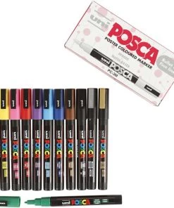 De gros ❤️ Marqueur Posca Coffret De Feutres Posca PC-3M - Pointe Conique Fine - Couleurs Assorties - 12 Pcs ⌛