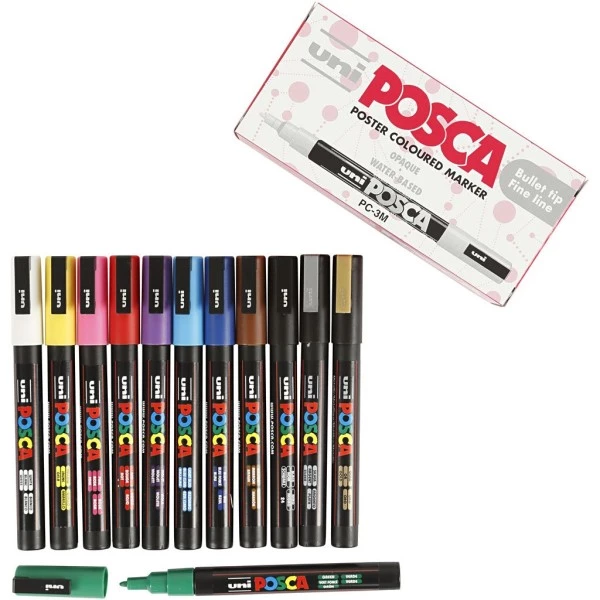 De gros ❤️ Marqueur Posca Coffret De Feutres Posca PC-3M - Pointe Conique Fine - Couleurs Assorties - 12 Pcs ⌛ 3 De gros ❤️ Marqueur Posca Coffret De Feutres Posca PC-3M - Pointe Conique Fine - Couleurs Assorties - 12 Pcs ⌛