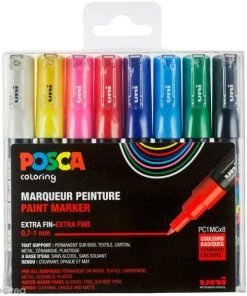 Nouveau 👍 Marqueur Posca Coffret De Feutres Posca PC-1MC - Pointe Conique Extra Fine - 8 Pcs 💯