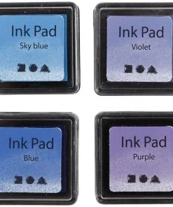 De gros 🛒 Creativ Company Encreur Séchage Rapide Assortiment De Tampons Encreur - Bleu - 3,5 X 3,5 Cm - 4 Pcs 💯
