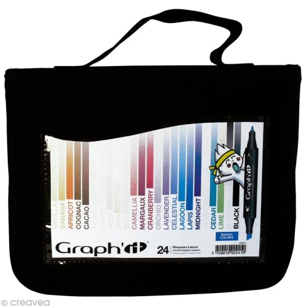 Le moins cher 🛒 Assortiment Feutre à Alcool Graph'it Manga Colors X 24 👏 3 Le moins cher 🛒 Assortiment Feutre à Alcool Graph'it Manga Colors X 24 👏