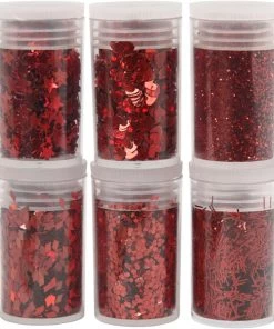 Tout neuf ❤️ Creativ Company Paillette Décorative Assortiment De Paillettes - Différents Motifs - Rouge - 6 X 5 Gr 🔥