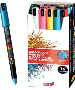 Remise 😍 Marqueur Posca Coffret Feutres Posca PC-1MR - Pointe Calibrée Extra Fine - 16 Pcs 🥰