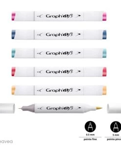 Grosses soldes 🎁 Feutre à Alcool Graph'it Brush - Marqueurs à Alcool Double Pointe ❤️