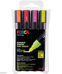 Sortie 🛒 Marqueur Posca Coffret De Feutres Posca PC-5M - Couleurs Fluo - 4 Pcs ❤️