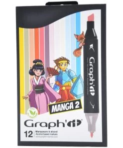 De gros 🌟 Assortiment Feutre à Alcool Graph'it - Manga 2 - 12 Marqueurs 😉