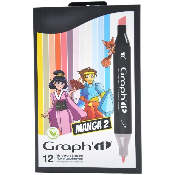 De gros 🌟 Assortiment Feutre à Alcool Graph'it - Manga 2 - 12 Marqueurs 😉 3 De gros 🌟 Assortiment Feutre à Alcool Graph'it - Manga 2 - 12 Marqueurs 😉