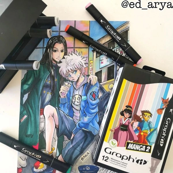De gros 🌟 Assortiment Feutre à Alcool Graph'it - Manga 2 - 12 Marqueurs 😉 4 De gros 🌟 Assortiment Feutre à Alcool Graph'it - Manga 2 - 12 Marqueurs 😉 – Image 2