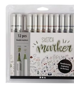 Offres 👏 Creativ Company Feutre Coloriage Adulte Feutres De Dessin Double Pointe Sketch Maker - Coloris Basiques - 12 Pcs 😀