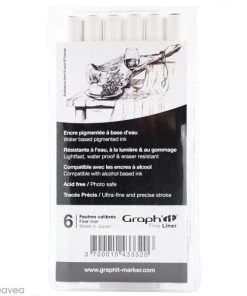 Budget ✨ Stylo Feutre Technique Pochette De 6 Feutres Noirs à Pointe Fine - Graph'it Fine Liner 🔥