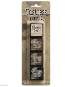 Coupon 🔥 Ranger Encreur Séchage Lent Mini Encreur Distress - Assortiment N°3 Vintage - 4 Pcs ❤️