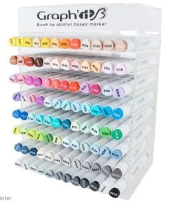 Tout neuf ⌛ Feutre à Alcool Set Graph'it Brush - Marqueurs à Alcool Double Pointe Et Présentoir - 96 Feutres 👍