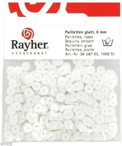 Vente flash 🔥 Rayher Sequin Plats Sequin Plat 6 Mm Blanc Mat - 1000 Pcs ✨