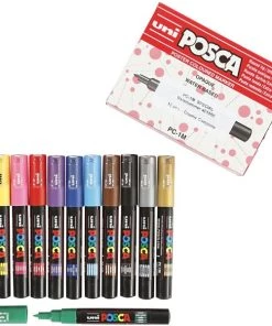 Remise 🔔 Marqueur Posca Coffert De Feutres Posca PC-1MC - Pointe Conique Extra Fine - Couleurs Assorties - 12 Pcs 🛒