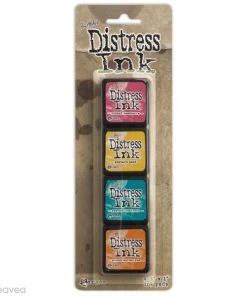 Sortie ⭐ Ranger Encreur Séchage Lent Mini Encreur Distress - Assortiment N°1 Primaire - 4 Pcs 👍