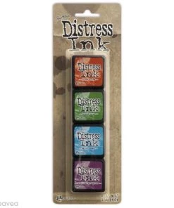 Budget ⭐ Ranger Encreur Séchage Lent Mini Encreur Distress - Assortiment N°2 Complémentaire - 4 Pcs 🛒