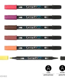 Vente flash ❤️ Graph'it Feutres Et Crayons Aquarelle Graph'O - Feutre Pinceau Double Pointe 🛒