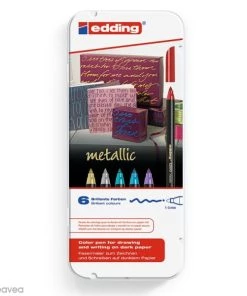 Vente flash ⭐ Feutre Dessin Feutres Edding Métalliques 1200 - Pointe 1 à 3 Mm - 6 Pcs 👍