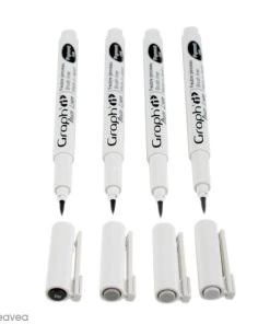 Meilleure affaire ⌛ Stylo Feutre Technique Pochette De 4 Feutres Pinceaux Gris/noir - Graph'it Brush Liner 😉 -Scrapbooking Soldes unnamed file 468