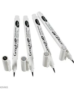 Meilleure affaire ⌛ Stylo Feutre Technique Pochette De 4 Feutres Pinceaux Gris/noir - Graph'it Brush Liner 😉 -Scrapbooking Soldes unnamed file 469