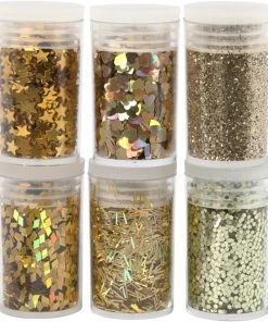 Bon marché 🧨 Creativ Company Paillette Décorative Assortiment De Paillettes - Différents Motifs - Or - 6 X 5 Gr ⭐