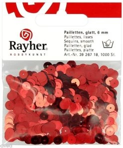 Budget 🔔 Rayher Sequin Plats Sequin Plat 6 Mm Rouge Métallisé - 1000 Pcs 🎁