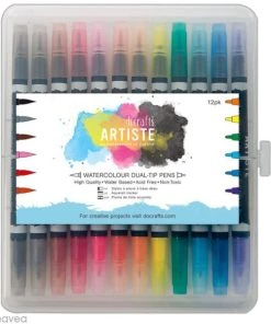 Offres ⌛ Docrafts Papermania Feutres Et Crayons Aquarelle Feutre Aquarelle Double Embout - 12 Pièces 🎉