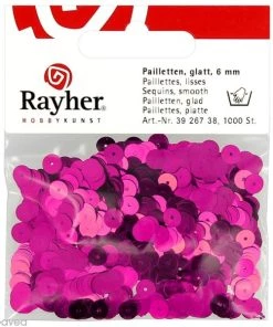 Remise 👏 Rayher Sequin Plats Sequin Plat 6 Mm Rose Fuchsia Métallisé - 1000 Pcs 🥰