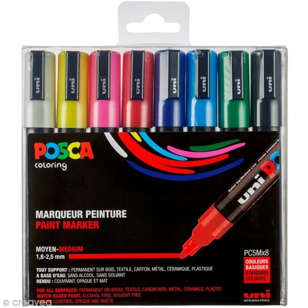 Vente flash ✔️ Marqueur Posca Coffret De Feutres Posca PC-5M - Couleurs Assorties - 8 Pcs ✨ 3 Vente flash ✔️ Marqueur Posca Coffret De Feutres Posca PC-5M - Couleurs Assorties - 8 Pcs ✨
