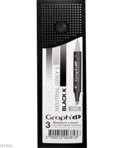 Promo 🤩 Assortiment Feutre à Alcool Graph'it Dégradé Black & White X 3 👍