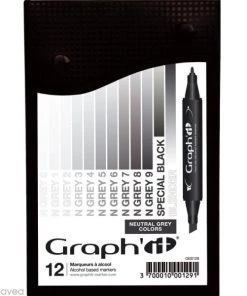 Offres 🛒 Assortiment Feutre à Alcool Graph'it Neutral Grey Colors X 12 😍