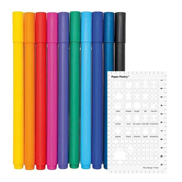 Bon marché ✔️ Rico Design Feutre Scrap 10 Stylos Gel Fin 0,4 Mm + Pochoir Food 🌟 3 Bon marché ✔️ Rico Design Feutre Scrap 10 Stylos Gel Fin 0,4 Mm + Pochoir Food 🌟