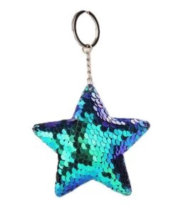Tout neuf ✨ Czech Beads Exclusive Paillette Décorative 1 Pcs Foncé Bleu Vert Noir Étoiles Porte-clés Réversible Paillettes Glitter Pompon Paillettes Porte- 🔔
