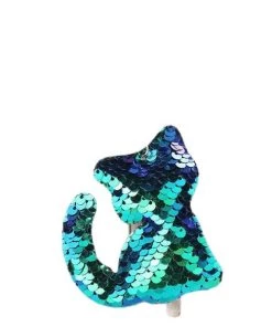 Le moins cher 😀 Czech Beads Exclusive Paillette Décorative 1 Pcs Foncé Bleu Vert Noir Chat Porte-clés Réversible Paillettes Glitter Pompon Paillettes Porte-Clé 🔥