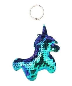 Sortie 🔥 Czech Beads Exclusive Paillette Décorative 1 Pcs Foncé Bleu Vert Noir Licorne Porte-clés Réversible Paillettes Glitter Pompon Paillettes Porte- 🧨
