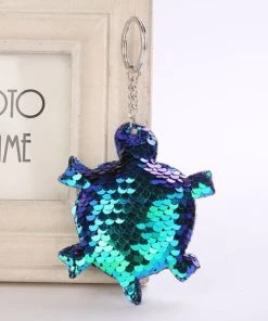 Sortie 🧨 Czech Beads Exclusive Paillette Décorative 1 Pcs Foncé Bleu Vert Noir Tortue Porte-clés Réversible Paillettes Glitter Pompon Paillettes Porte-C 🤩