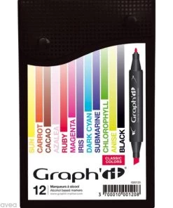 Tout neuf 🌟 Assortiment Feutre à Alcool Graph'it Classic Colors X 12 ⌛